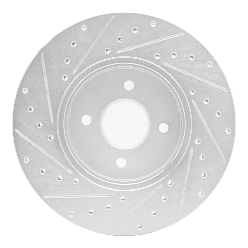 Ford Focus Brake Rotor (1) - Front Right - R1 Concepts - Drilled & Slotted - Silver - `02-`04